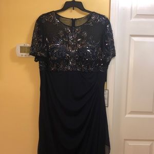 XSCAPE formal dress short sleeves, navy